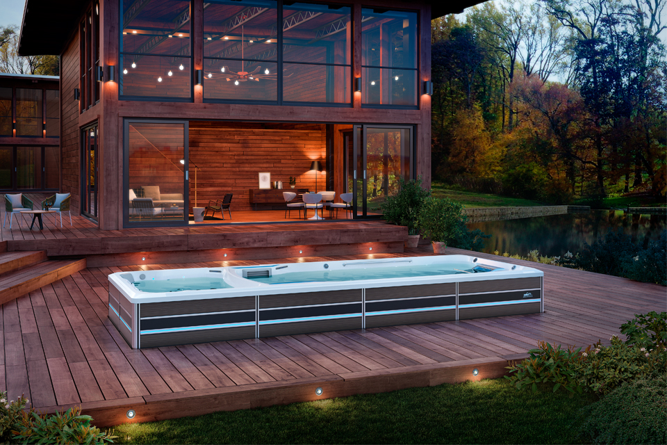 endless pools system Boldt Pools and Spas systems installed outdoors beautiful view