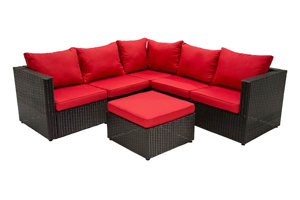 San Paolo Collection Outdoor Patio Furniture Pioneer Family Pools Three Piece Wicker Sectional Red
